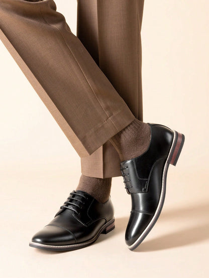 Men's Classic Oxford Shoes Business Casual Lace-Up For Office Dating Dress Black Shoes