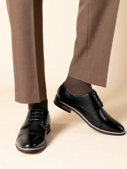 Men's Classic Oxford Shoes Business Casual Lace-Up For Office Dating Dress Black Shoes
