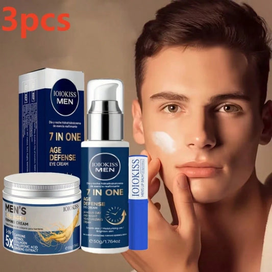 Men's Facial Care Set, Including Eye Cream, Lip Balm, And Face Cream, For Firming Skin, Daily Skincare, Essential Men's Grooming Products, Long-Lasting Hydration, The Perfect Gift For Men, And A Must