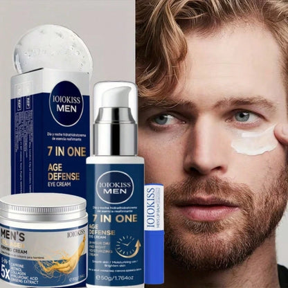 Men's Facial Care Set, Including Eye Cream, Lip Balm, And Face Cream, For Firming Skin, Daily Skincare, Essential Men's Grooming Products, Long-Lasting Hydration, The Perfect Gift For Men, And A Must