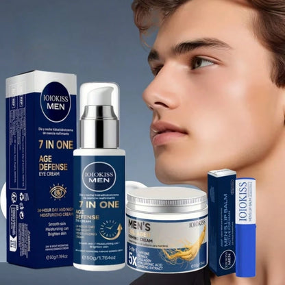 Men's Facial Care Set, Including Eye Cream, Lip Balm, And Face Cream, For Firming Skin, Daily Skincare, Essential Men's Grooming Products, Long-Lasting Hydration, The Perfect Gift For Men, And A Must