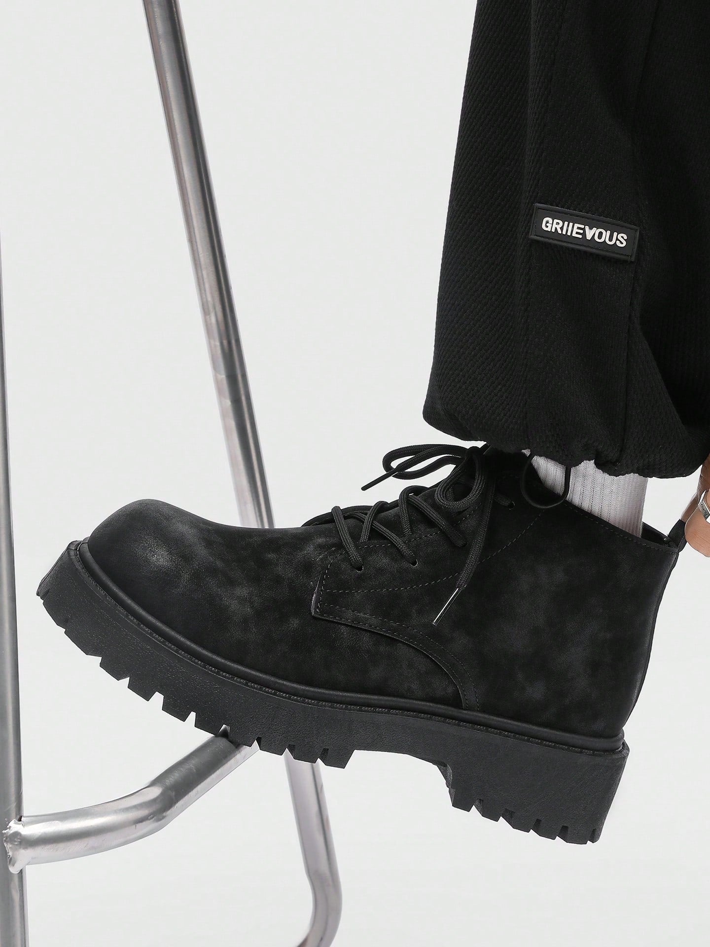 Men's Fashionable Round Toe High-Top Boots, Thick Sole, Anti-Slip, Vintage Casual Style, Ankle Boots For Plus Size Men, Suitable For Outdoor In Winter