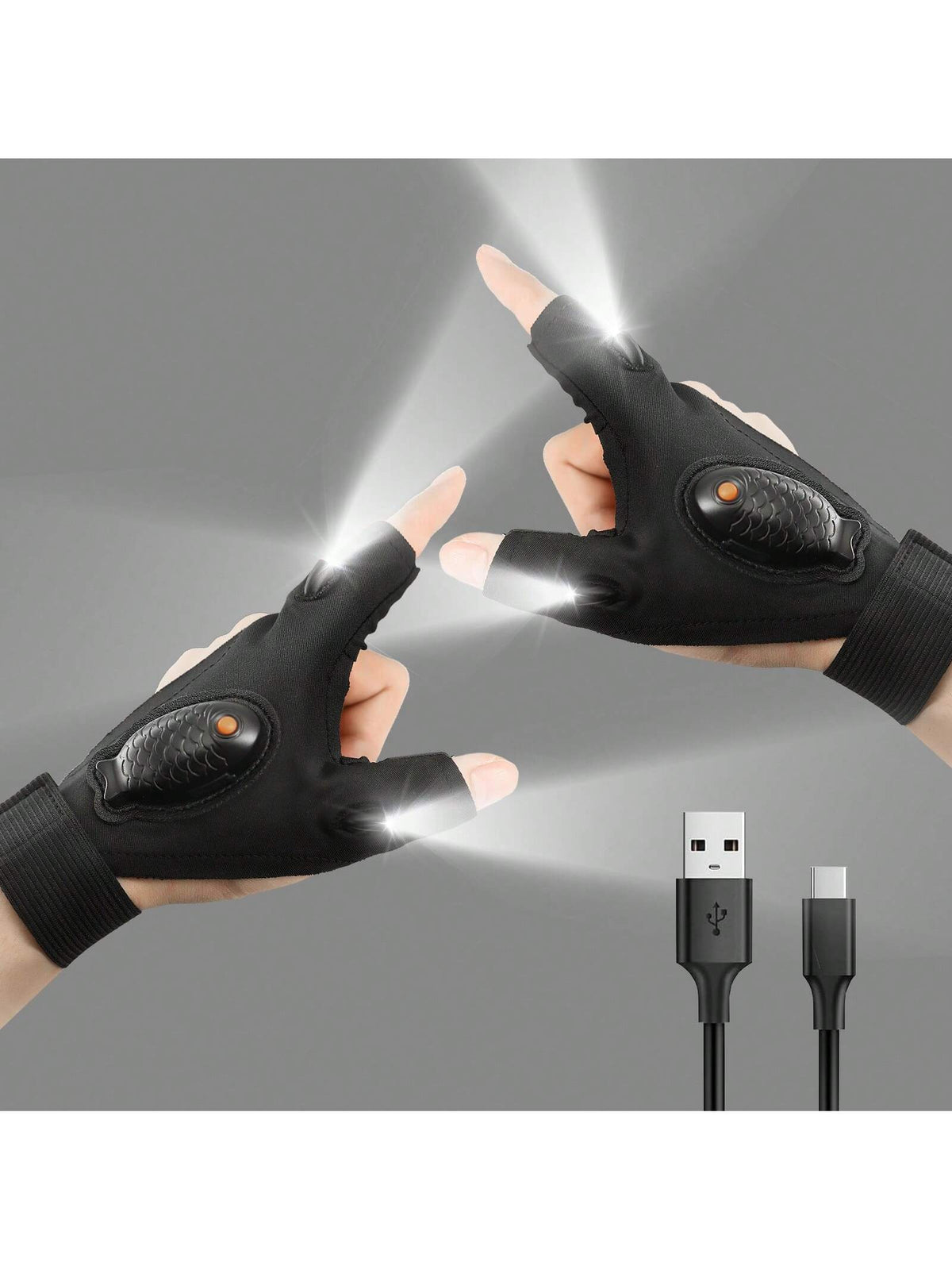 Men's LED Flashlight Gloves, USB Rechargeable, Men's Stocking Stuffers, Cool Gadgets, Christmas Birthday Gifts For Men, Gifts For Adults, Him, Boyfriends, Auto Repair, Fishing, Camping Accessories