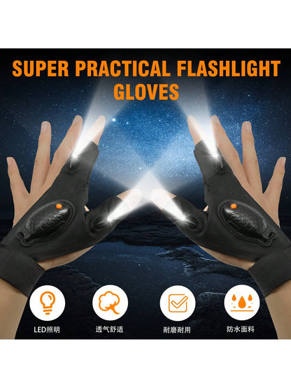 Men's LED Flashlight Gloves, USB Rechargeable, Men's Stocking Stuffers, Cool Gadgets, Christmas Birthday Gifts For Men, Gifts For Adults, Him, Boyfriends, Auto Repair, Fishing, Camping Accessories