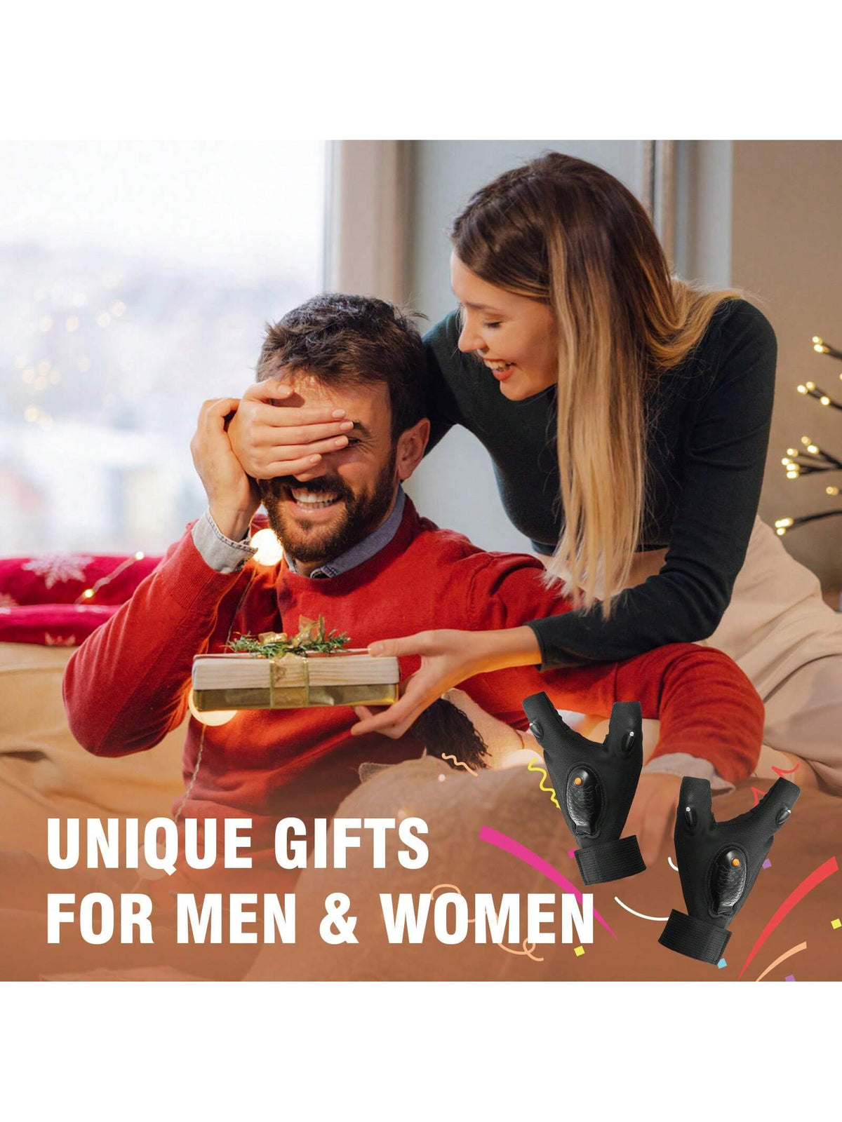Men's LED Flashlight Gloves, USB Rechargeable, Men's Stocking Stuffers, Cool Gadgets, Christmas Birthday Gifts For Men, Gifts For Adults, Him, Boyfriends, Auto Repair, Fishing, Camping Accessories