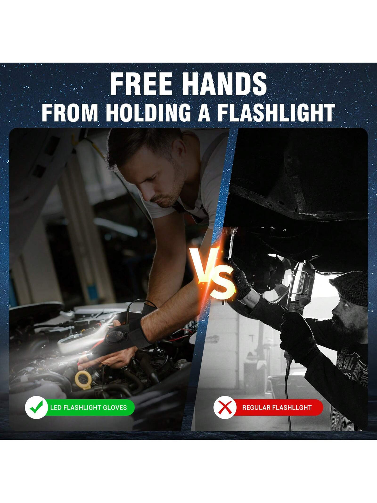 Men's LED Flashlight Gloves, USB Rechargeable, Men's Stocking Stuffers, Cool Gadgets, Christmas Birthday Gifts For Men, Gifts For Adults, Him, Boyfriends, Auto Repair, Fishing, Camping Accessories