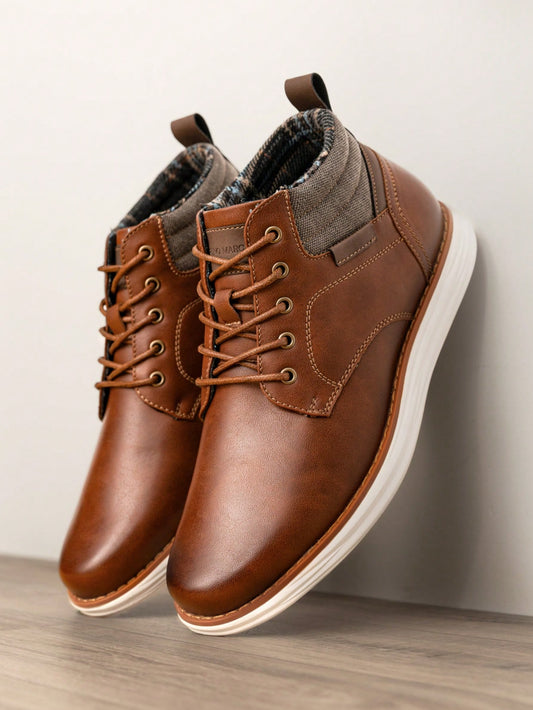 Men's Mid Top Chukka Sneakers Lace Up Dress Boots Business Casual Shoes
