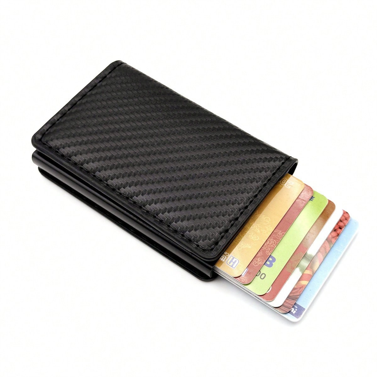 Men's Minimalist Carbon Fiber Wallet, RFID Blocking, Automatic Pop-Up Aluminum Alloy Card Holder, Ultra-Thin Metal Business Credit Card Case, Gift For Men, Father's Day/Mother's Day Gift