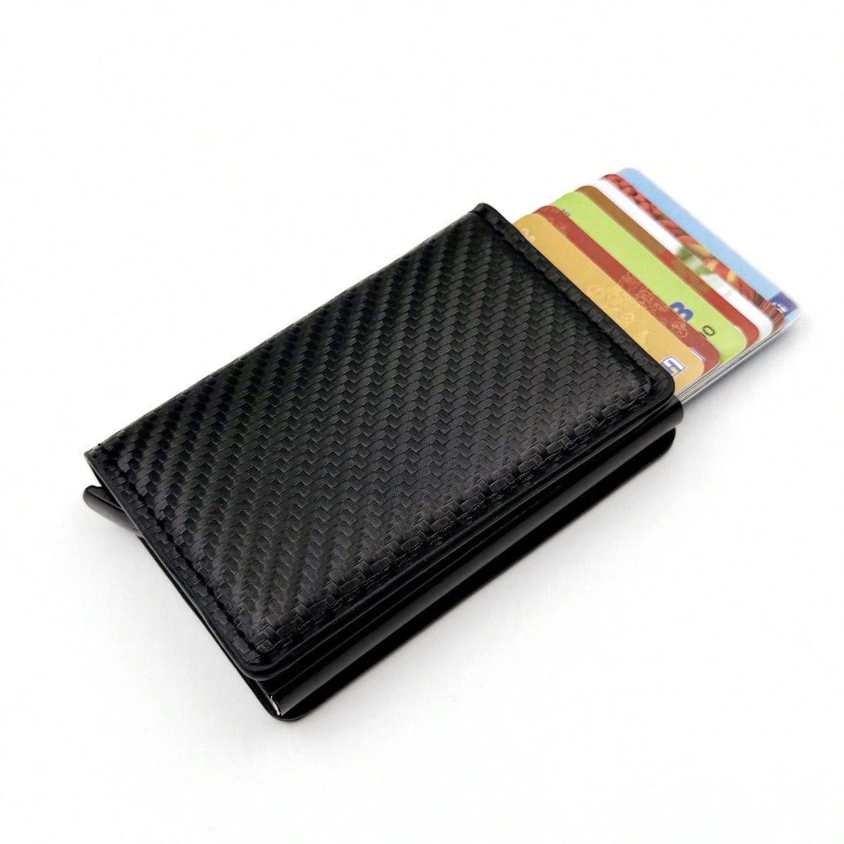 Men's Minimalist Carbon Fiber Wallet, RFID Blocking, Automatic Pop-Up Aluminum Alloy Card Holder, Ultra-Thin Metal Business Credit Card Case, Gift For Men, Father's Day/Mother's Day Gift