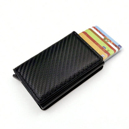 Men's Minimalist Carbon Fiber Wallet, RFID Blocking, Automatic Pop-Up Aluminum Alloy Card Holder, Ultra-Thin Metal Business Credit Card Case, Gift For Men, Father's Day/Mother's Day Gift