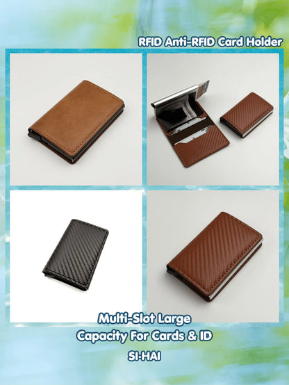 Men's Minimalist Carbon Fiber Wallet, RFID Blocking, Automatic Pop-Up Aluminum Alloy Card Holder, Ultra-Thin Metal Business Credit Card Case, Gift For Men, Father's Day/Mother's Day Gift