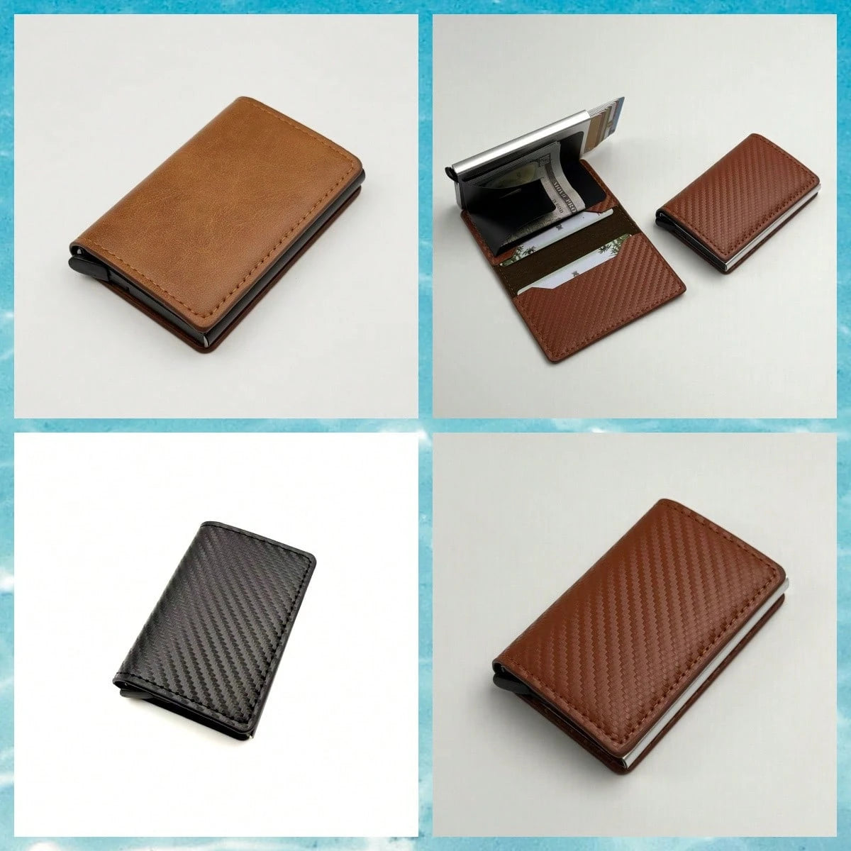 Men's Minimalist Carbon Fiber Wallet, RFID Blocking, Automatic Pop-Up Aluminum Alloy Card Holder, Ultra-Thin Metal Business Credit Card Case, Gift For Men, Father's Day/Mother's Day Gift