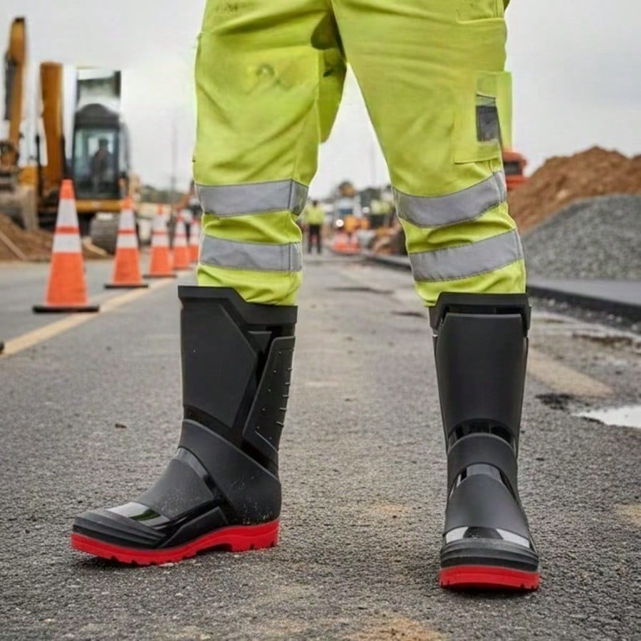 Men's Pull-On Heavy-Duty Rain Boots Long Boots- All-Terrain Outdoor, Construction, Farm Suitable For Hiking, Work, Easy-To- Design- Stylish Style