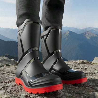 Men's Pull-On Heavy-Duty Rain Boots Long Boots- All-Terrain Outdoor, Construction, Farm Suitable For Hiking, Work, Easy-To- Design- Stylish Style