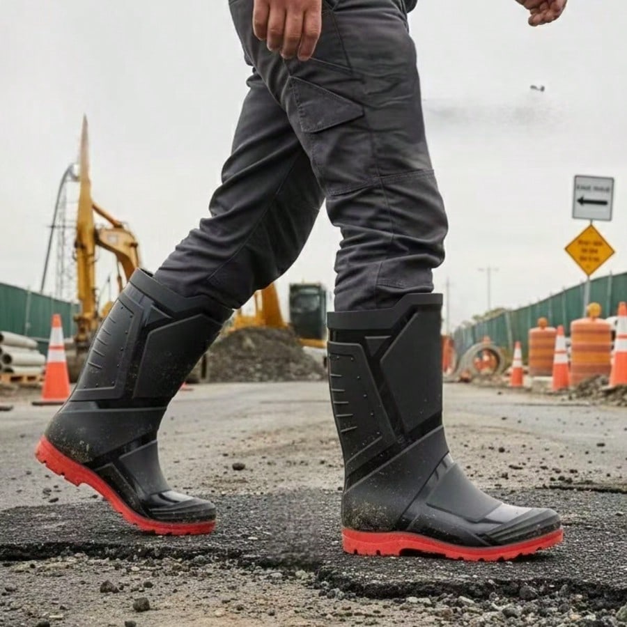 Men's Pull-On Heavy-Duty Rain Boots Long Boots- All-Terrain Outdoor, Construction, Farm Suitable For Hiking, Work, Easy-To- Design- Stylish Style