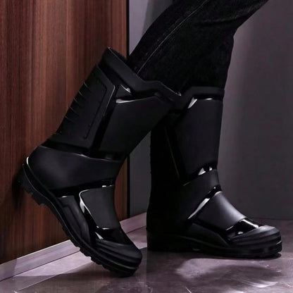 Men's Pull-On Heavy-Duty Rain Boots Long Boots- All-Terrain Outdoor, Construction, Farm Suitable For Hiking, Work, Easy-To- Design- Stylish Style
