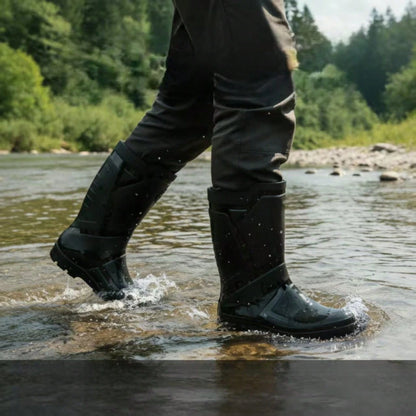 Men's Pull-On Heavy-Duty Rain Boots Long Boots- All-Terrain Outdoor, Construction, Farm Suitable For Hiking, Work, Easy-To- Design- Stylish Style