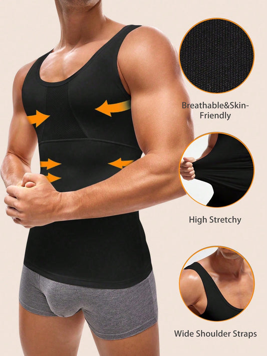 Men's Solid Color Sleeveless Shaping Tank Top Slim Fit