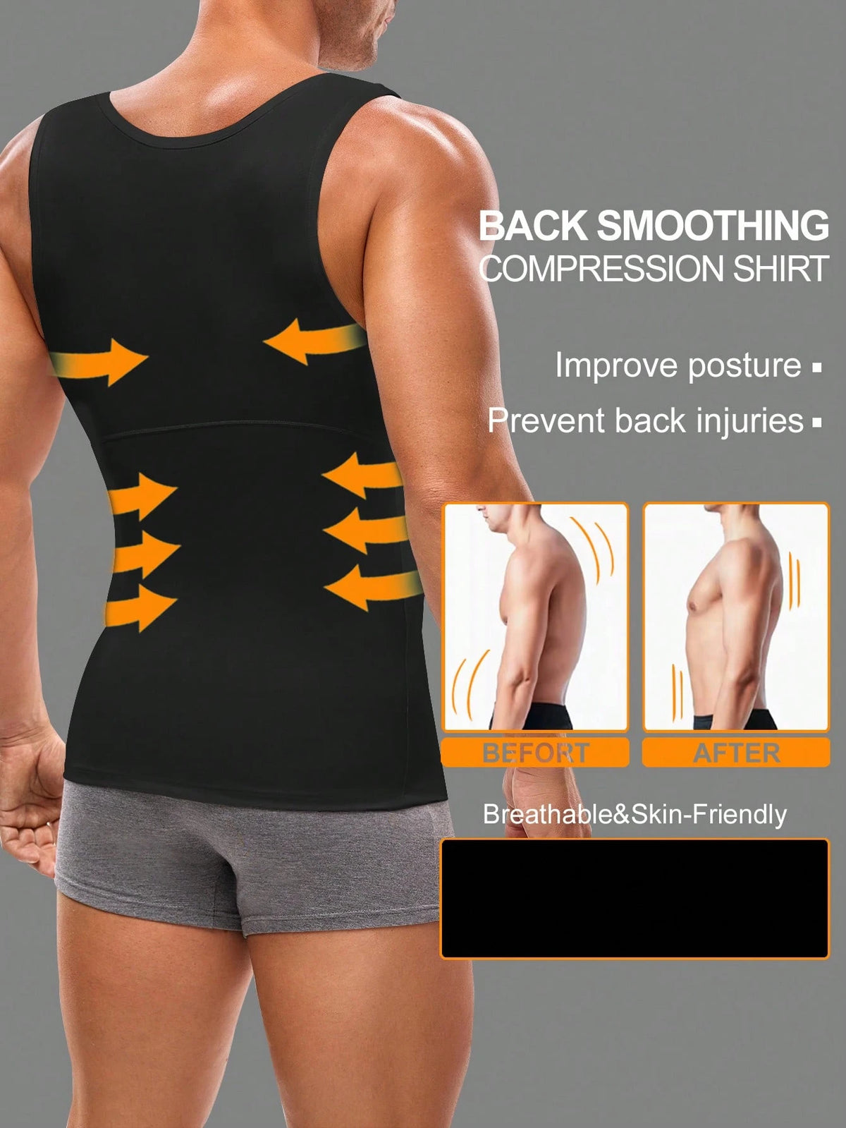 Men's Solid Color Sleeveless Shaping Tank Top Slim Fit