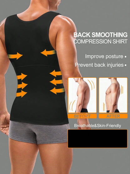 Men's Solid Color Sleeveless Shaping Tank Top Slim Fit