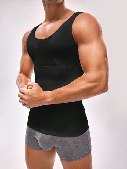 Men's Solid Color Sleeveless Shaping Tank Top Slim Fit
