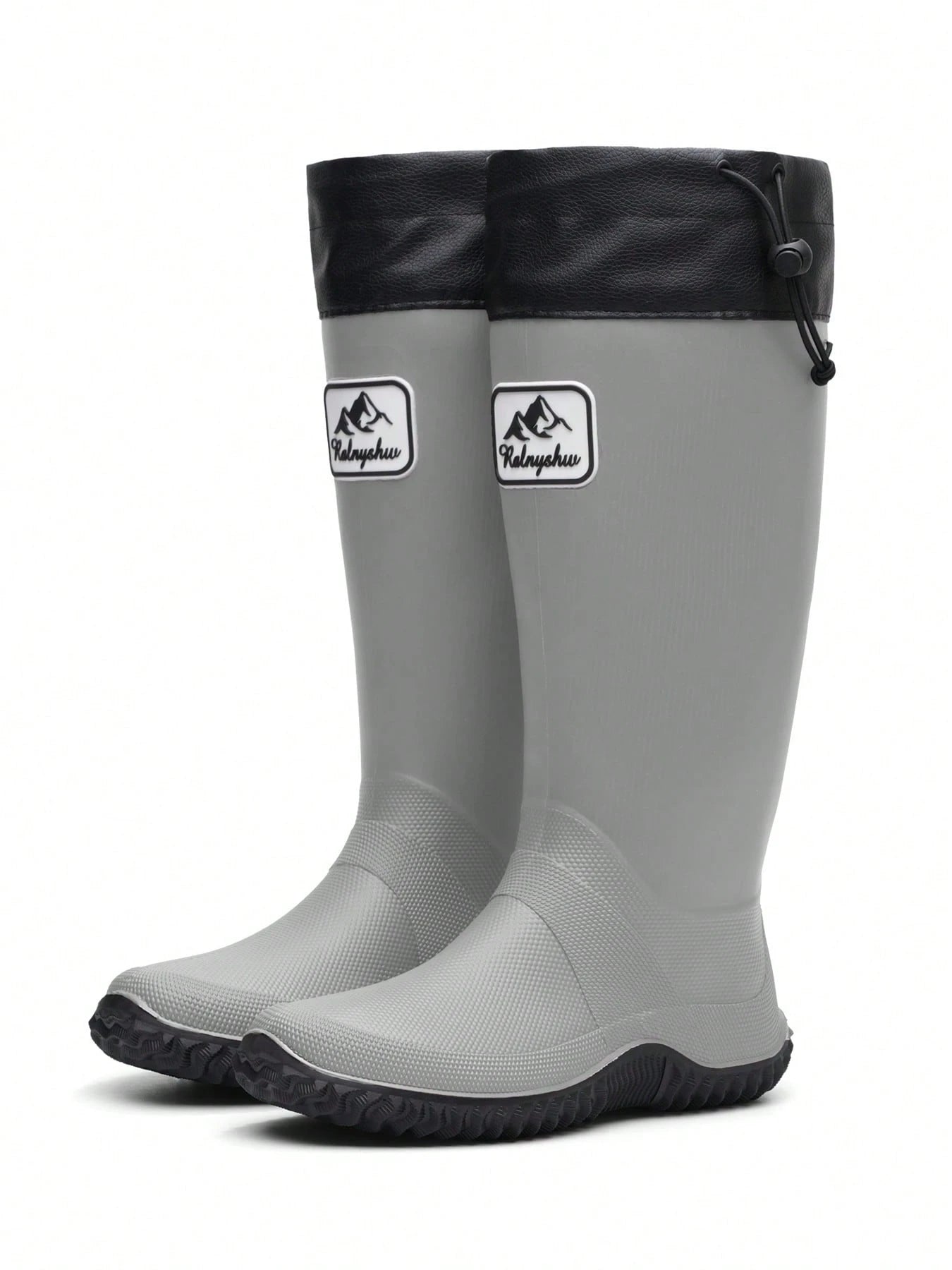 Men's Tall Soft Foldable Waterproof Anti-Slip Durable Rain Boots, Suitable For Boating, Farming, Fishing, Outdoor Activities, Hiking, Gray