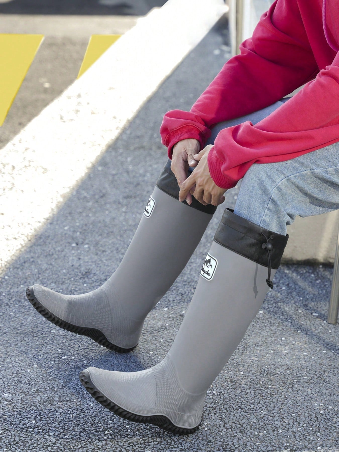 Men's Tall Soft Foldable Waterproof Anti-Slip Durable Rain Boots, Suitable For Boating, Farming, Fishing, Outdoor Activities, Hiking, Gray