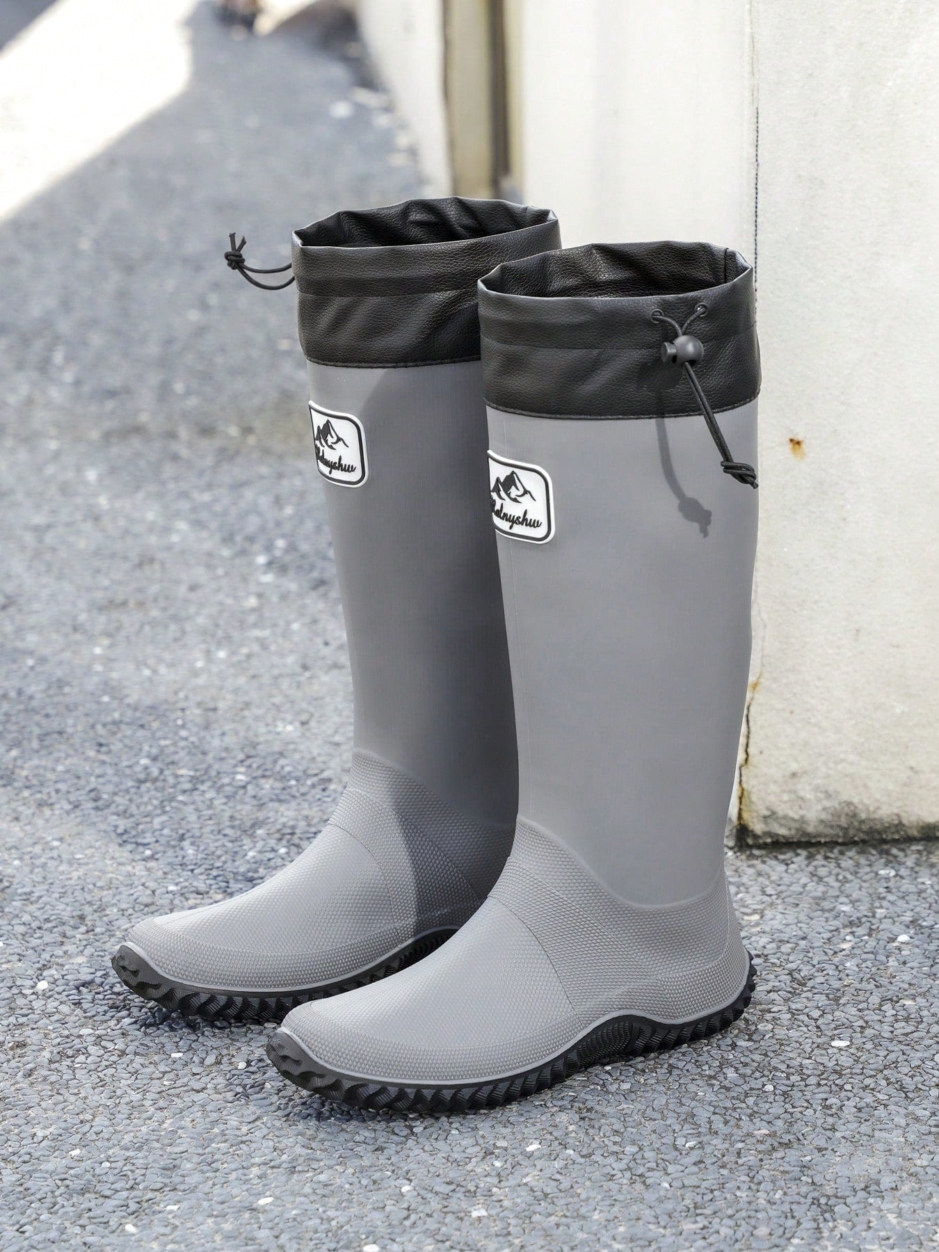 Men's Tall Soft Foldable Waterproof Anti-Slip Durable Rain Boots, Suitable For Boating, Farming, Fishing, Outdoor Activities, Hiking, Gray
