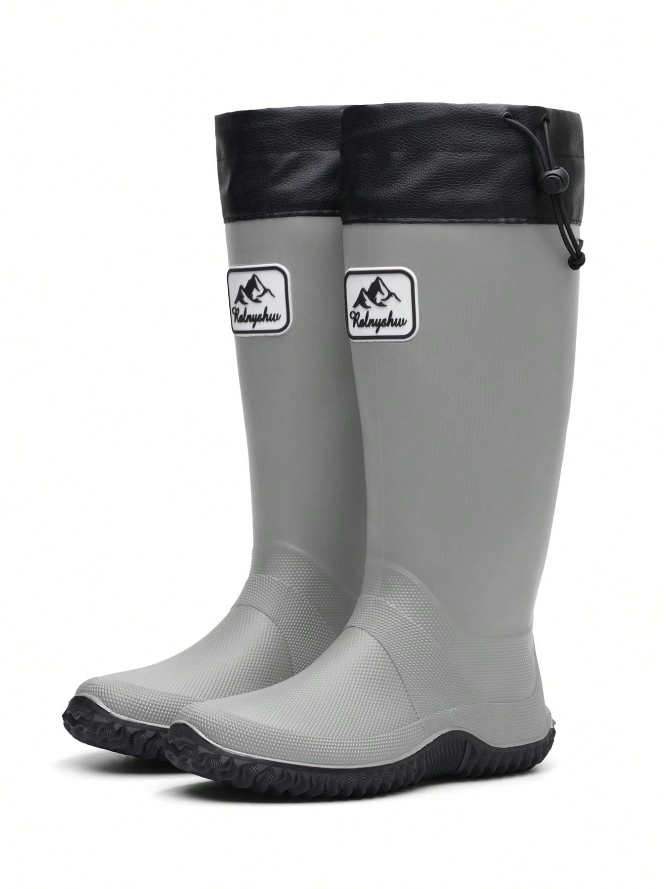 Men's Tall Soft Foldable Waterproof Anti-Slip Durable Rain Boots, Suitable For Boating, Farming, Fishing, Outdoor Activities, Hiking, Gray
