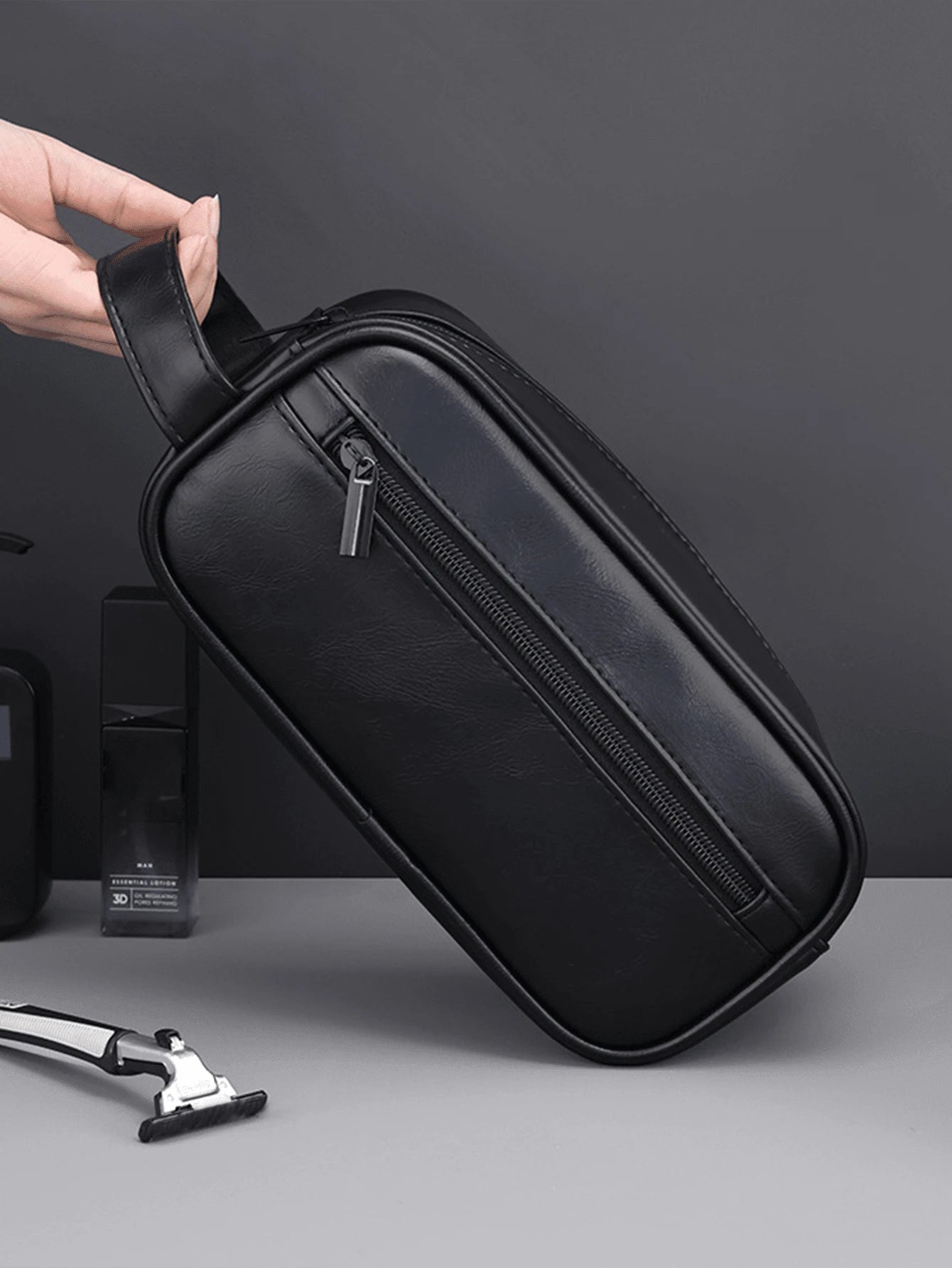 Men Waterproof Travel Toiletries Storage Bag Portable Makeup Organiser Zipper Handbags Retro Large Capacity Travel Business Trip Men's Toiletry Bag