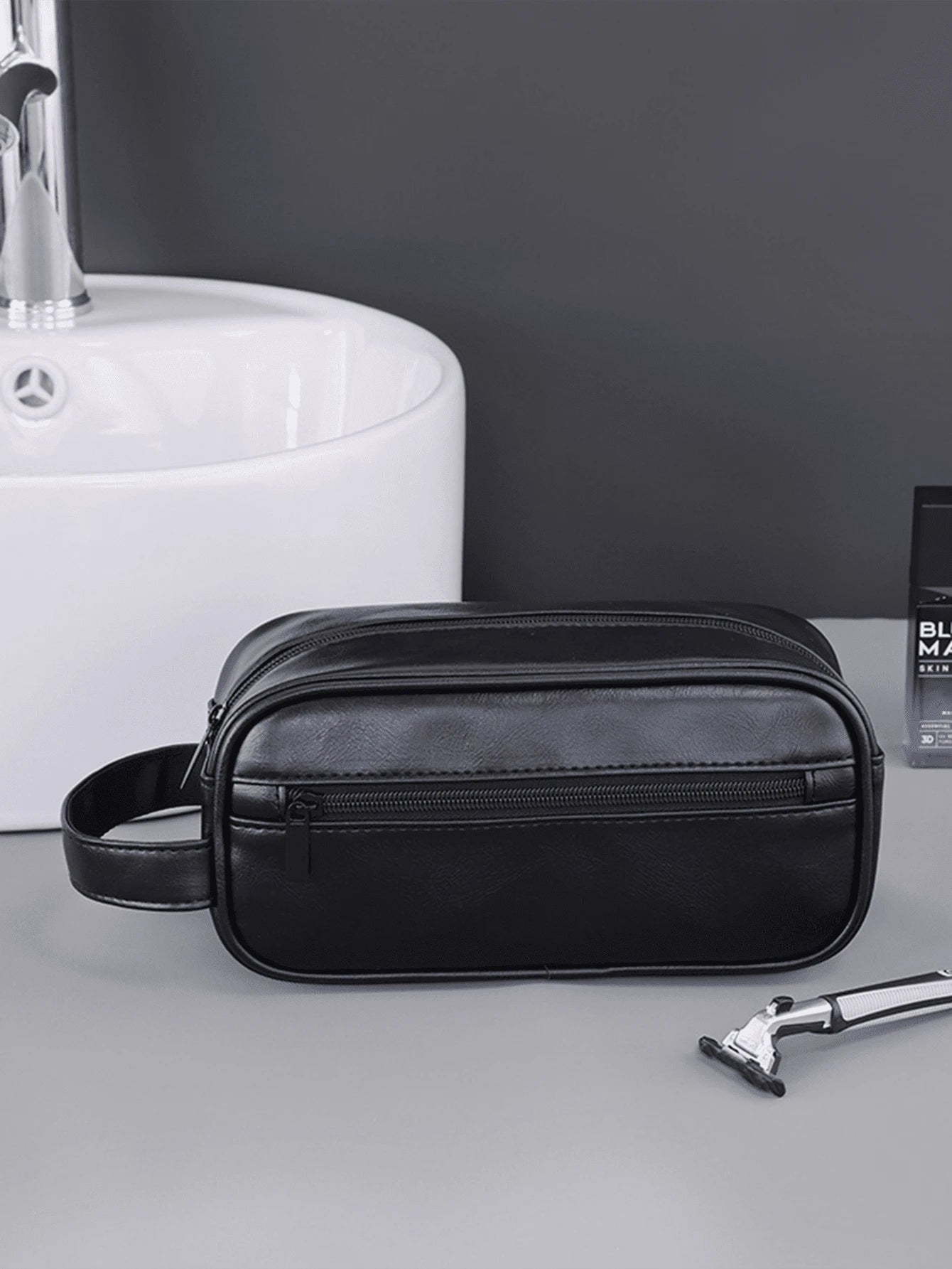 Men Waterproof Travel Toiletries Storage Bag Portable Makeup Organiser Zipper Handbags Retro Large Capacity Travel Business Trip Men's Toiletry Bag