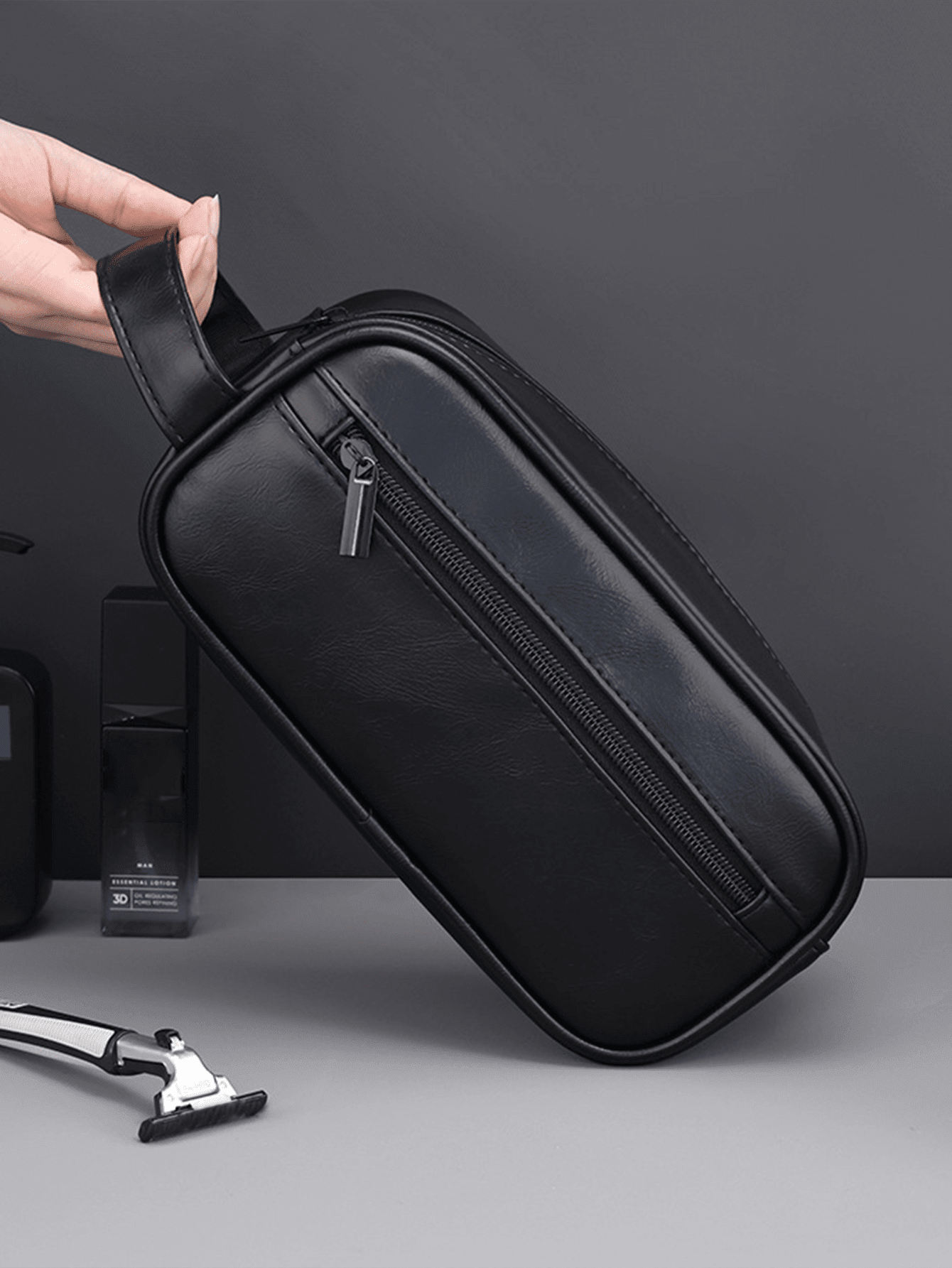 Men Waterproof Travel Toiletries Storage Bag Portable Makeup Organiser Zipper Handbags Retro Large Capacity Travel Business Trip Men's Toiletry Bag