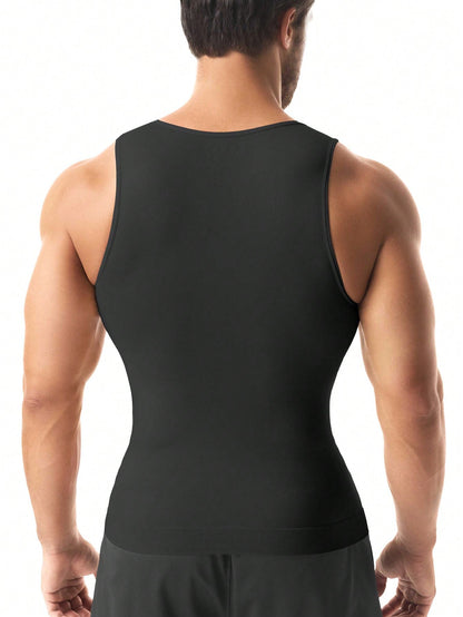 Mens Compression Shirt Shapewear Tank Top Slimming Vest Tummy Control Chest Body Shaper Undershirts Base Layer Sports Gym Fitness Workout Underwear