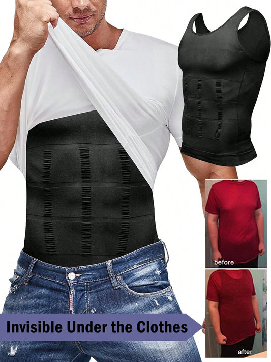 Mens Compression Shirt Tank Top Shapewear Body Shaper Slimming Tummy Vest Thermal Compression Undershirts Athletic Compression Under Base Layer Sports Fitness Workout Muscle Tank Top