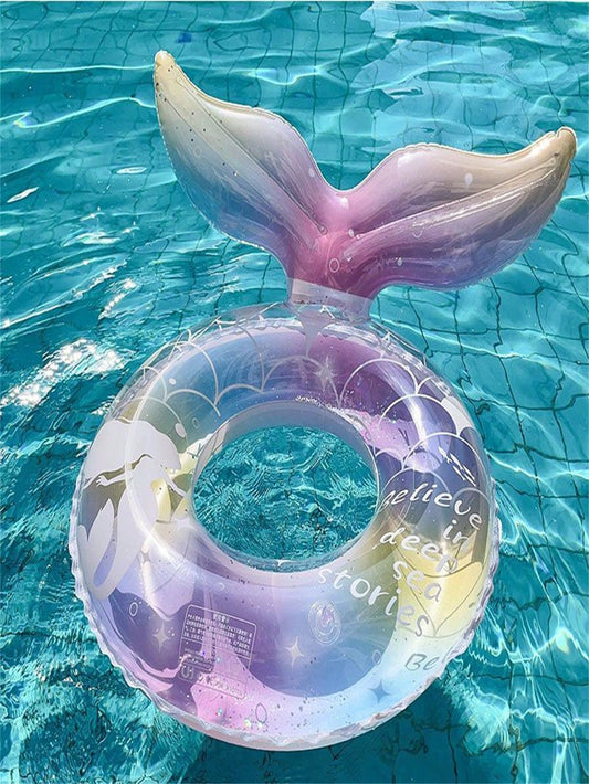 Mermaid Underarm Swimming Ring Transparent Thickened Glitter Buoyancy Floating Circle For Kids Summer Outdoor Water Fun Activity