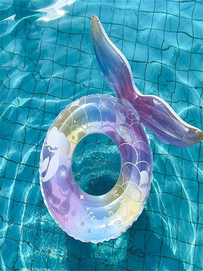 Mermaid Underarm Swimming Ring Transparent Thickened Glitter Buoyancy Floating Circle For Kids Summer Outdoor Water Fun Activity