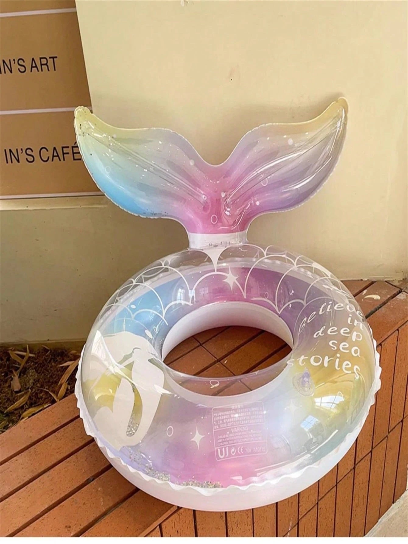 Mermaid Underarm Swimming Ring Transparent Thickened Glitter Buoyancy Floating Circle For Kids Summer Outdoor Water Fun Activity