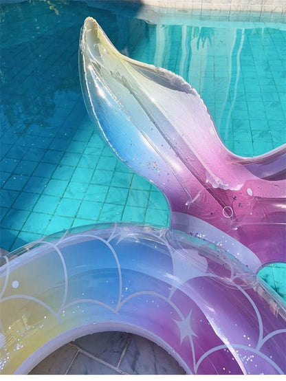 Mermaid Underarm Swimming Ring Transparent Thickened Glitter Buoyancy Floating Circle For Kids Summer Outdoor Water Fun Activity