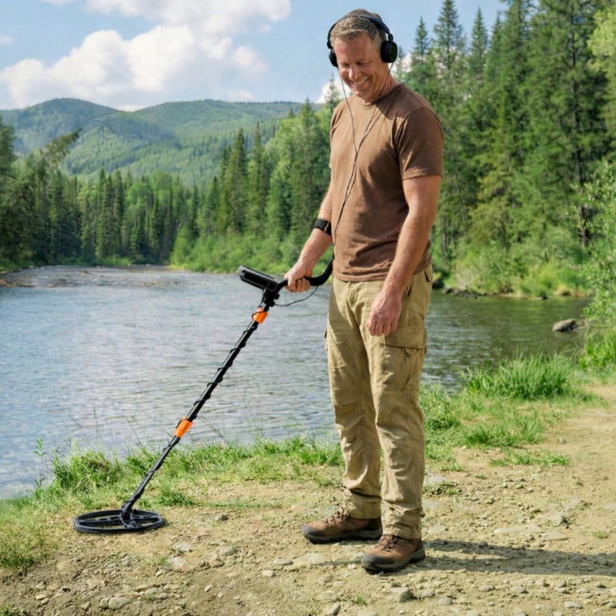 Metal Detector For Adults, 10", Professional High Accuracy Gold Detector, IP68 Waterproof Search Coil With Display, Headphones, 5 Modes, Adjustable Length, For Detecting Gold Treasure Hunting