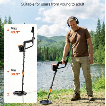 Metal Detector For Adults, 10", Professional High Accuracy Gold Detector, IP68 Waterproof Search Coil With Display, Headphones, 5 Modes, Adjustable Length, For Detecting Gold Treasure Hunting