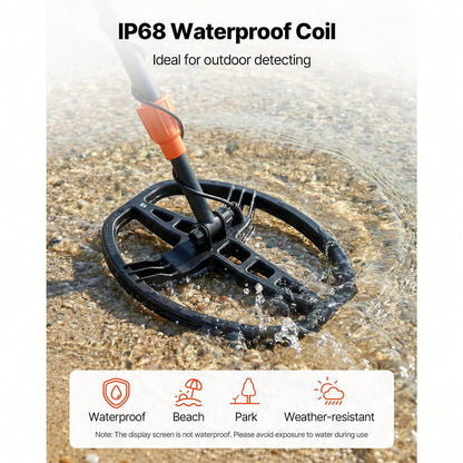 Metal Detector For Adults, 10", Professional High Accuracy Gold Detector, IP68 Waterproof Search Coil With Display, Headphones, 5 Modes, Adjustable Length, For Detecting Gold Treasure Hunting