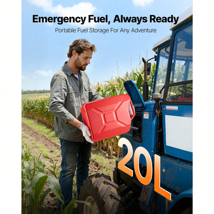 Metal Fuel Container, 5.3 Gallon, Fuel Jerry Can With Spout And Comfort Handle, 6 L/Min Max Flow Rate, Leakproof & Corrosion-Resistant Metal Gas Tank Most Cars Motorcycle ATV UTV, Red