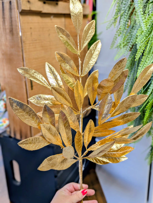 Metallic Gold Bay Leaf Spray