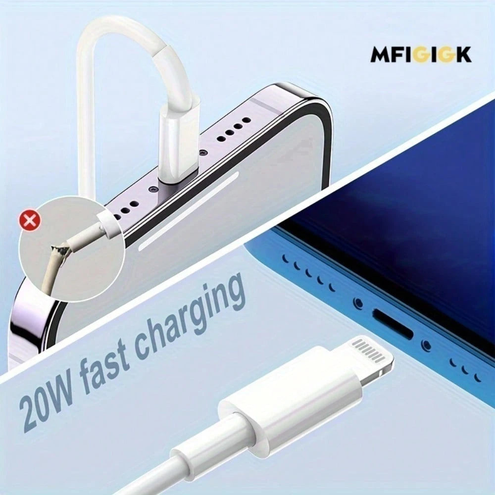MFIGlGK 10pcs 20W USB C To For IPhone Cable PD Data Cord Fast Charger Lead Heavy Duty Charging Wire For IPhone 14 Plus 13 Mini 12 11 Pro Max MFIGlGK