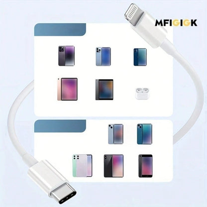 MFIGlGK 10pcs 20W USB C To For IPhone Cable PD Data Cord Fast Charger Lead Heavy Duty Charging Wire For IPhone 14 Plus 13 Mini 12 11 Pro Max MFIGlGK