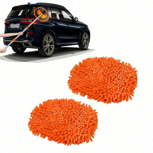 [Microfiber Car Wash] 2in1 Microfiber Car Wash Brush Mop Set, 47.5Inch Long Handle Kit, Chenille Microfiber Sponge Duster, No Paint Damage No Scratches, For Cleaning Cars, Trucks, SUVs, RVs, Trailers