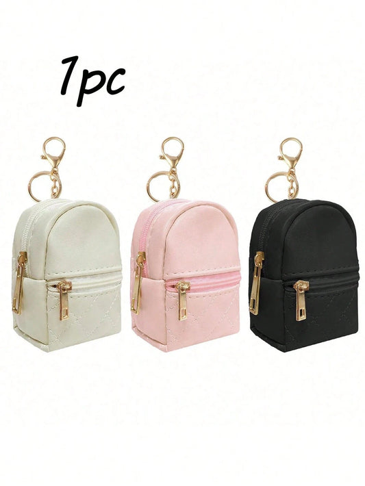 Mini Backpack Keychain, Cute Cosmetic Bag Keychain For Women, Small PU Cosmetic Bag Keychain Accessory, Zipper Pouch Accessory