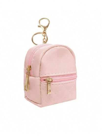 Mini Backpack Keychain, Cute Cosmetic Bag Keychain For Women, Small PU Cosmetic Bag Keychain Accessory, Zipper Pouch Accessory