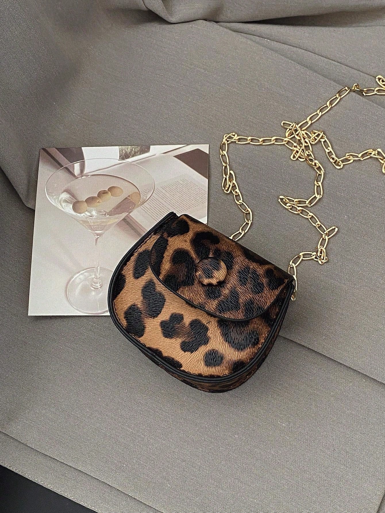 Mini Crocodile Print Clutch Bag, Solid Color Chain Shoulder Bag