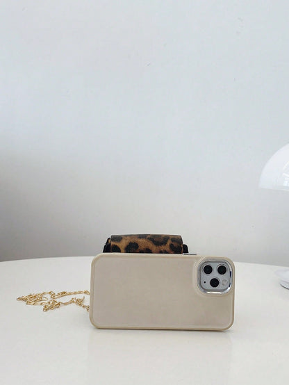 Mini Crocodile Print Clutch Bag, Solid Color Chain Shoulder Bag